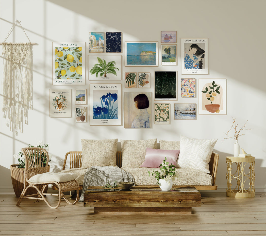 Gallery Wall Set Wood Frame Mockup,20 Frames,3x4 Ratio Frame Art Print Mockup