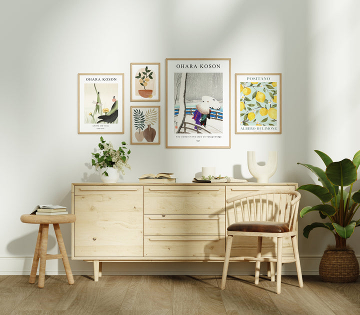 Gallery Wall Set Mockup,5 Wood Frame Mockup,Art Print Mockup