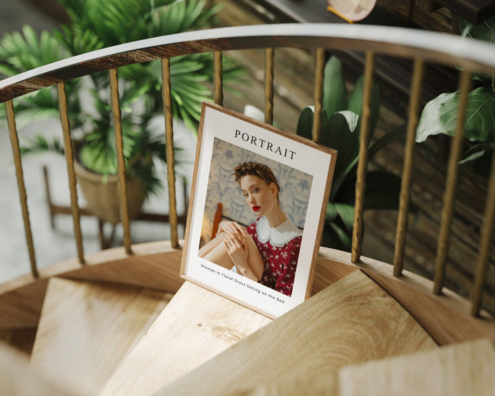 Wood Frame Mockup on Stair,5x7 Ratio Frame,Print Poster Mockup,Realistic Mockup