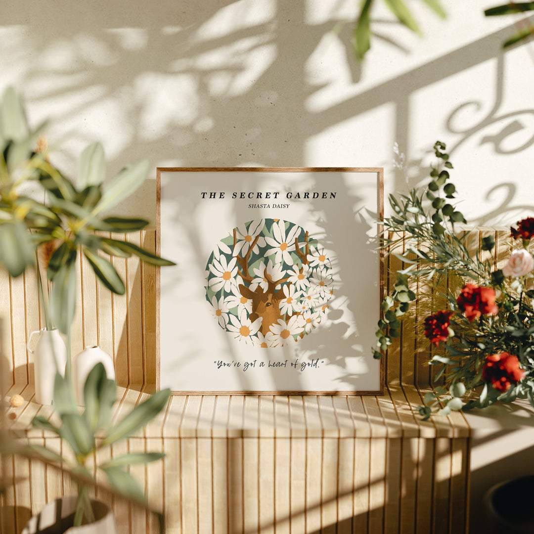 Square Wood Frame Mockup in Garden Room,Print Poster Mockup