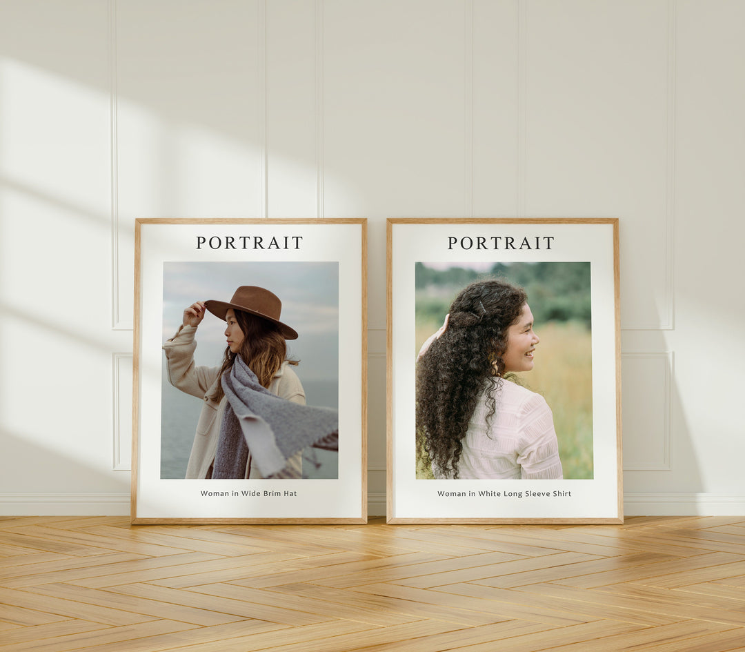 2 Wood Frame Mockup in Living Room, 3x4 Ratio Frame Mock-Up,Art Print Display