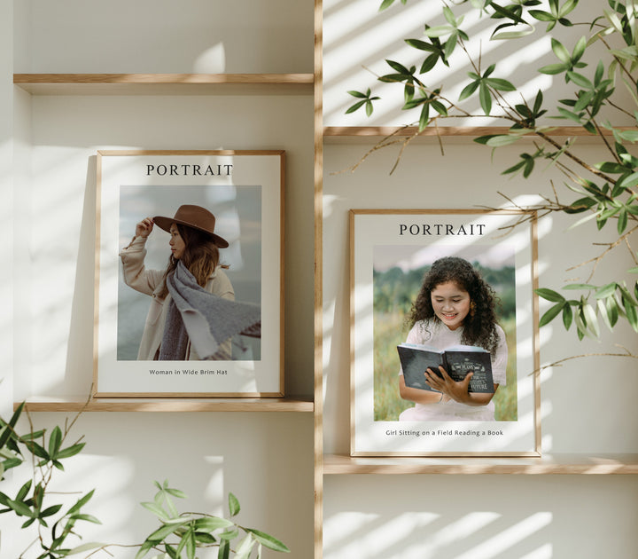 Set of 2 Wood Frame Mockup,3x4 Ratio Minimalist Frame Mock-Up