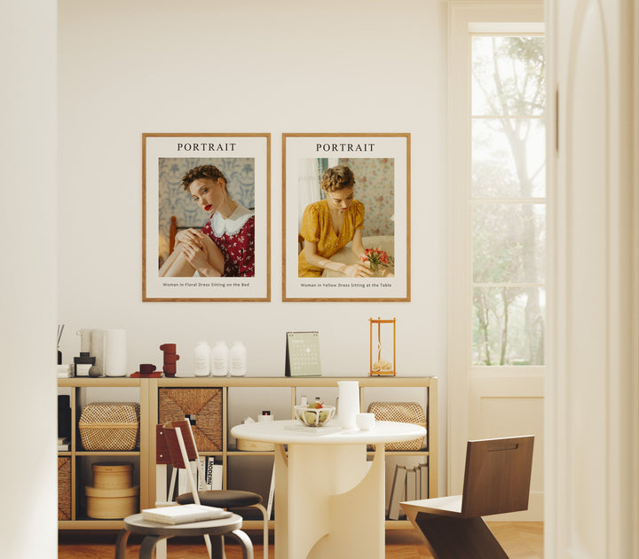 2 Frames Mockup in Dining Room,3x4 Thin Wood Frame