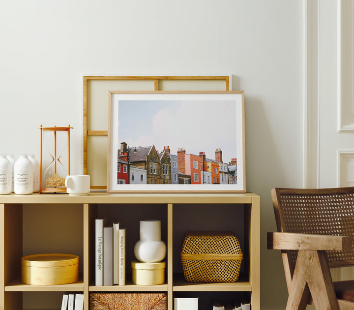 Horizontal Wood Frame Mockup in Living Room,4x3 Ratio Frame