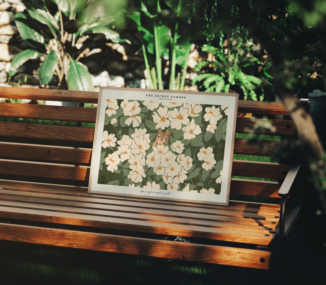 4x3 Wood Frame Mockup in Garden,Horizontal Art Print Mockup,Digital Frame Mockup