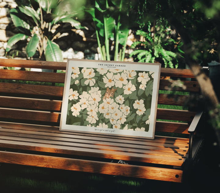 4x3 Wood Frame Mockup in Garden,Horizontal Art Print Mockup,Digital Frame Mockup