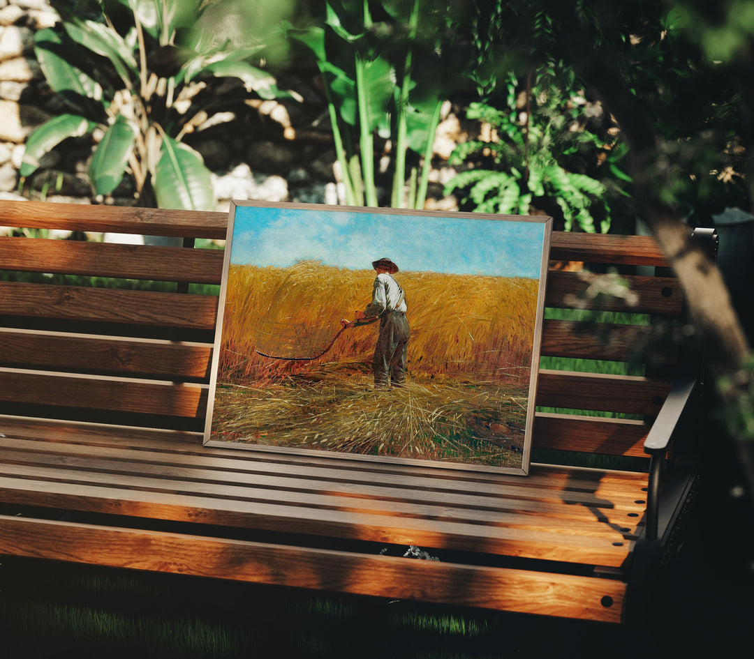 4x3 Wood Frame Mockup in Garden,Horizontal Art Print Mockup,Digital Frame Mockup