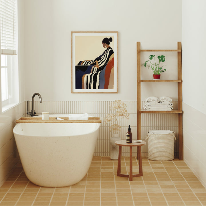 3x4 Wood Frame Mockup in Bathroom,Wall Art Mockup