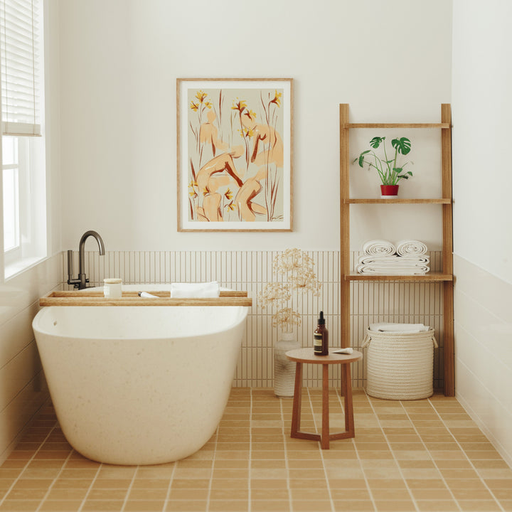 3x4 Wood Frame Mockup in Bathroom,Wall Art Mockup