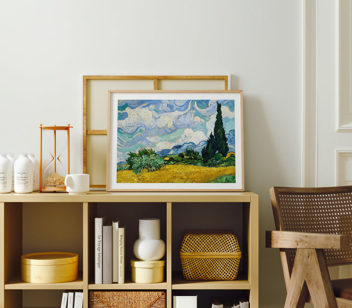 Horizontal Wood Frame Mockup in Living Room,4x3 Ratio Frame