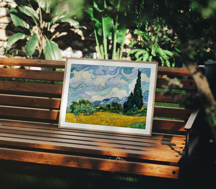 4x3 Wood Frame Mockup in Garden,Horizontal Art Print Mockup,Digital Frame Mockup