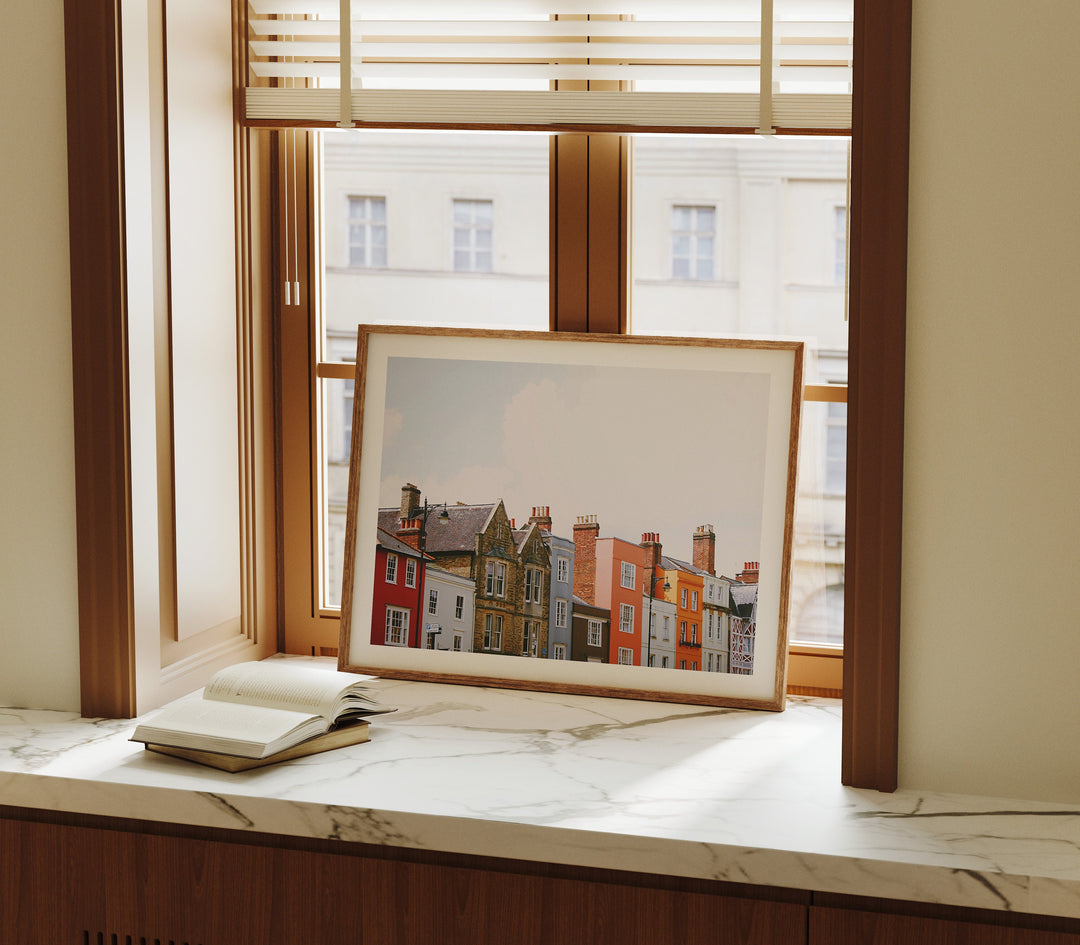 Horizontal Wood Frame Mockup in Living Room,4x3 Thin Frame