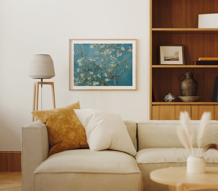 Horizontal Wood Frame Mockup in Living Room,4x3 Ratio Frame