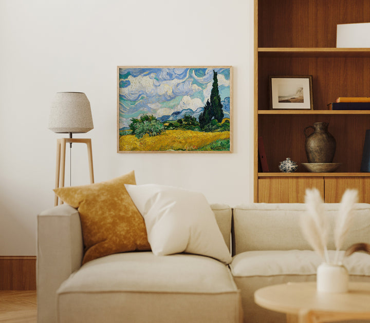 Horizontal Wood Frame Mockup in Living Room,4x3 Ratio Frame