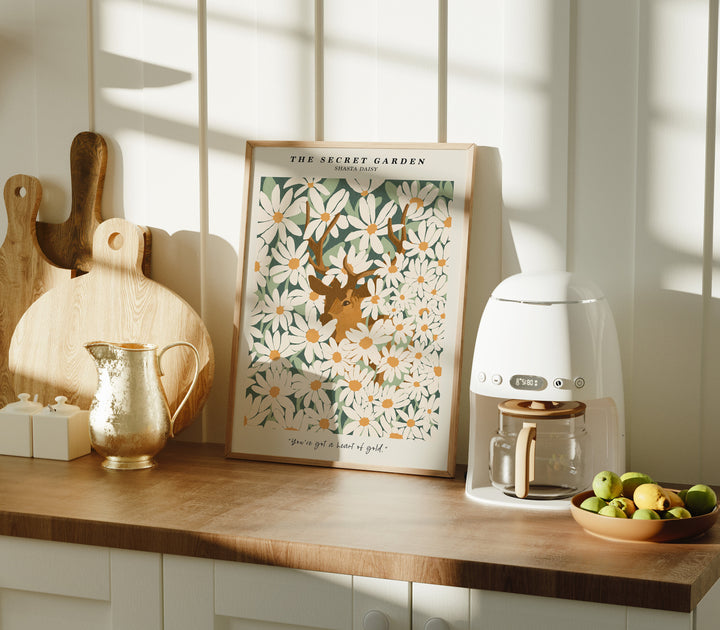 3x4 Wood Frame Mockup in kitchen,Vertical Frame Mock-Up in Home Interior