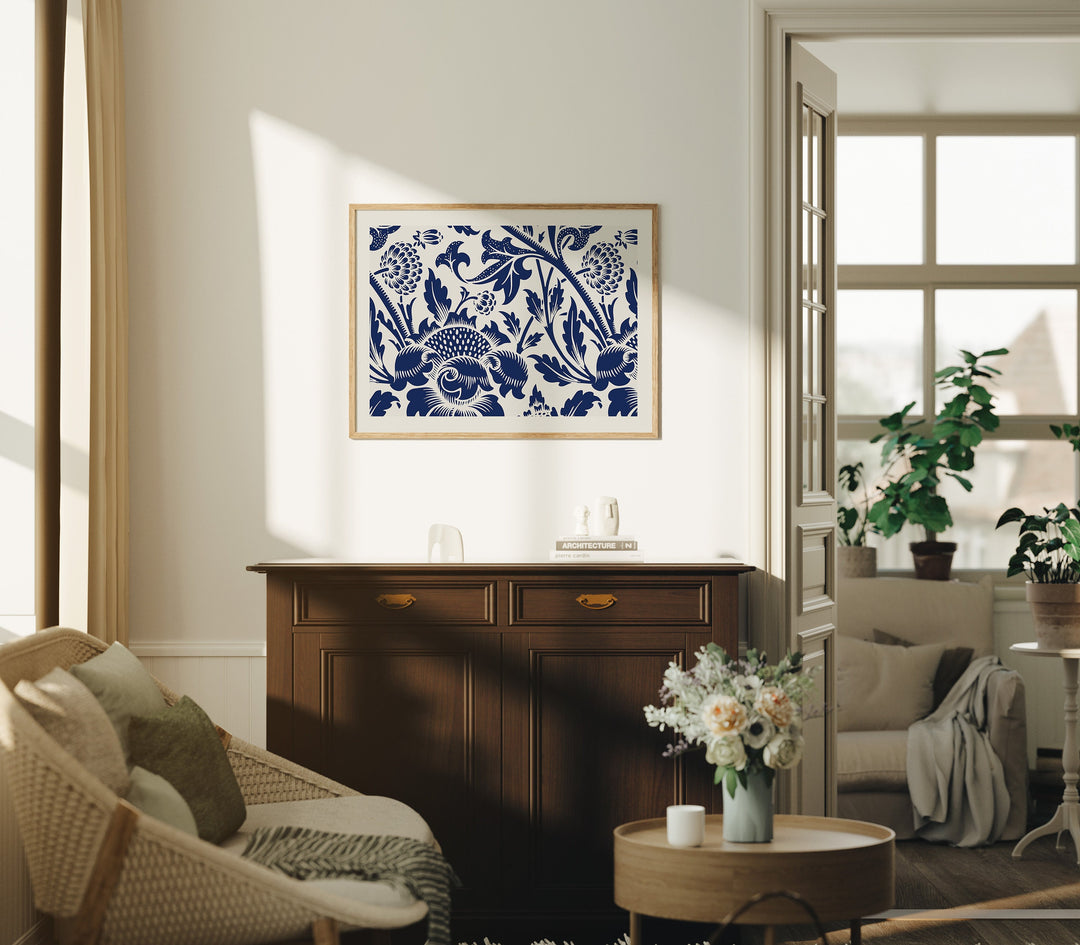 Horizontal Wood Frame Mockup in Living Room,4x3 Ratio Frame