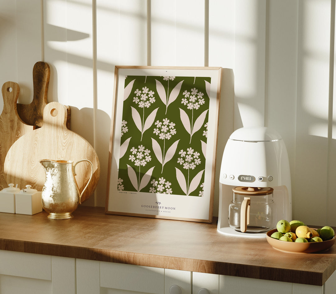 3x4 Wood Frame Mockup in kitchen,Vertical Frame Mock-Up in Home Interior