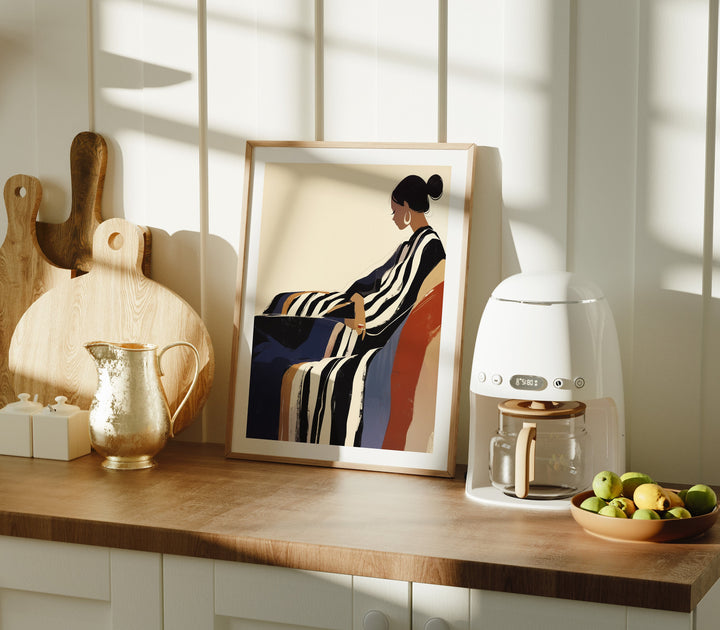 3x4 Wood Frame Mockup in kitchen,Vertical Frame Mock-Up in Home Interior