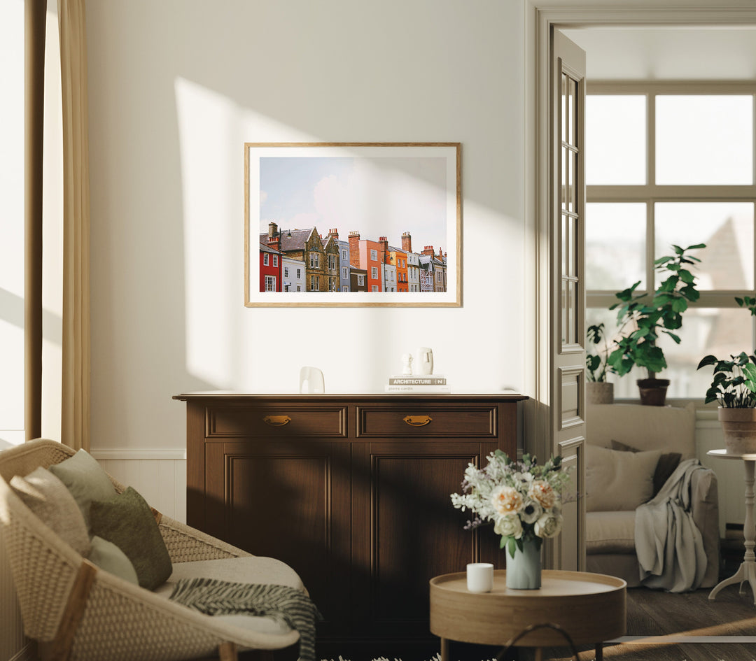 Horizontal Wood Frame Mockup in Living Room,4x3 Ratio Frame