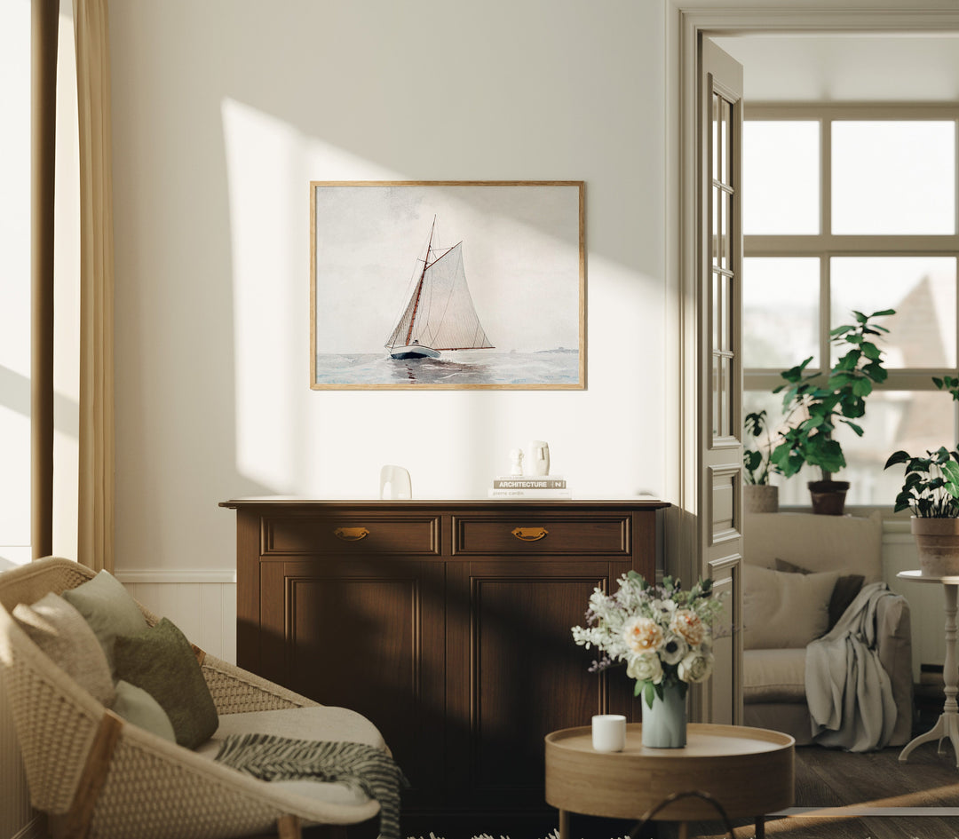 Horizontal Wood Frame Mockup in Living Room,4x3 Ratio Frame