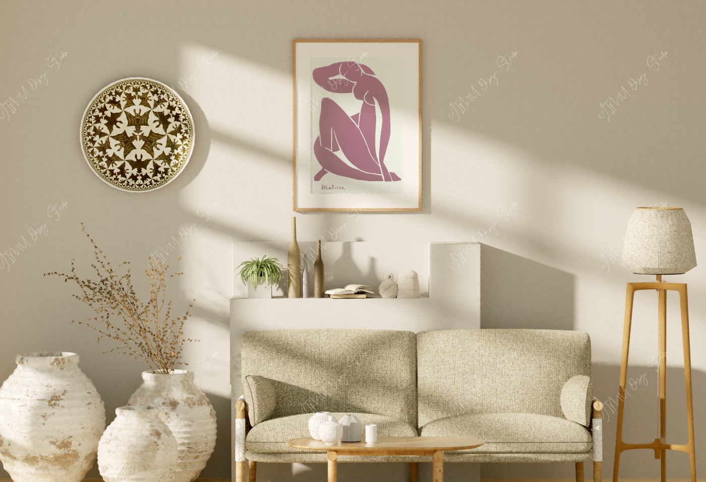 free wood frame wall art mockup for poster preview