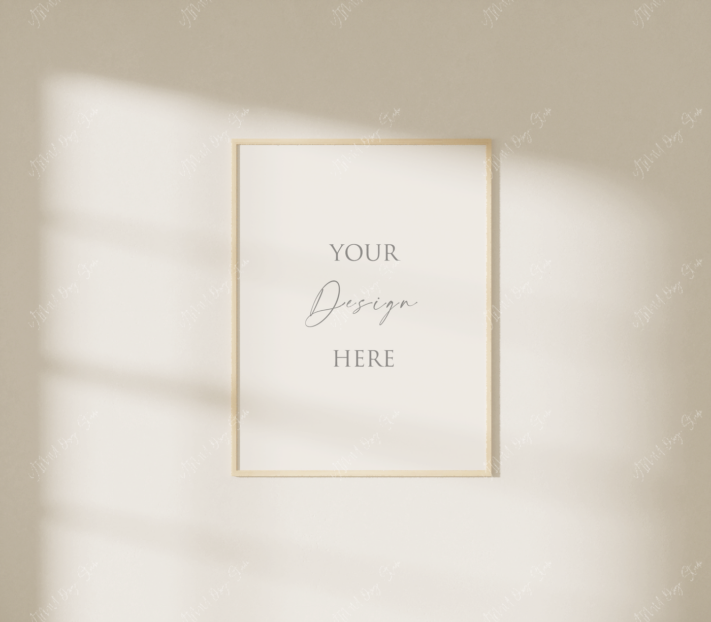 free minimalist wood frame mockup for wall art preview