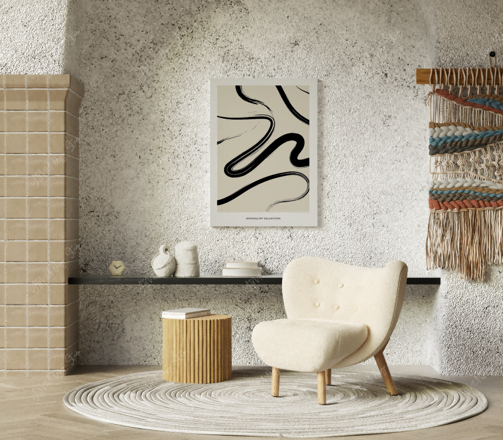 Free vertical canvas mockup with Mediterranean style for art print preview