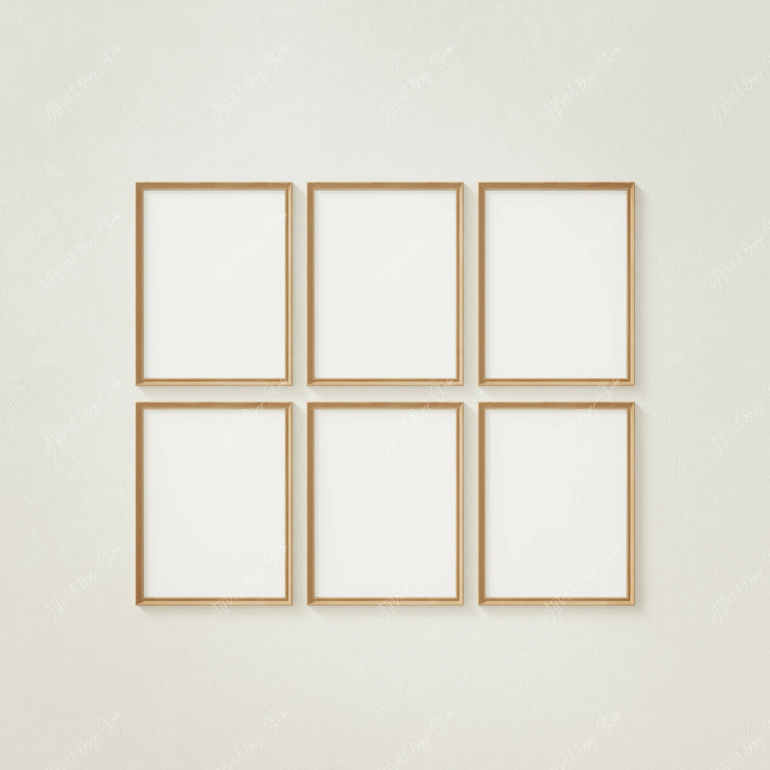 Gallery Frame Set Mockups,6 Frames Boho Wood Frame Mockup 3x4 Ratio Minimalist Vertical Frame Mockup,Print Poster Mockup,Art Print Mockup