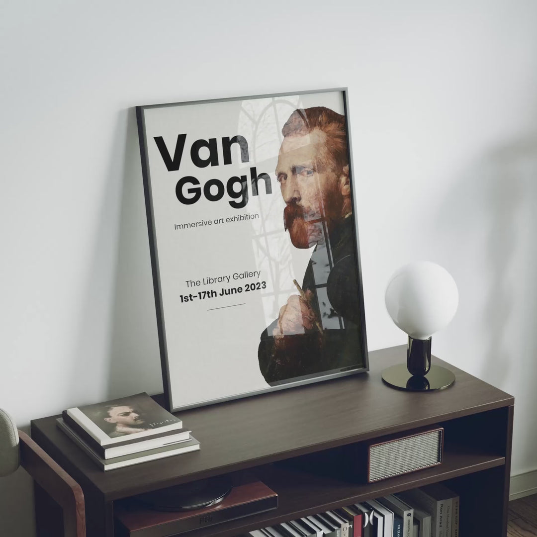 Animated Video Black Frame Mockup | Vertical 3x4 Ratio | 4 Scenes Interior Mockup Video | Wall Art Mockup Video Template