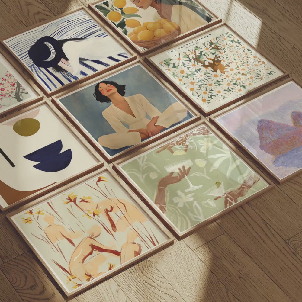 Video preview of 9 square frames animated gallery mockup