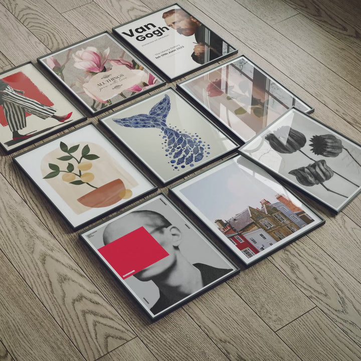 Animated Video Black Frame Set Mockup | Vertical 3x4 Ratio | 4 Scenes Gallery Mockup Video