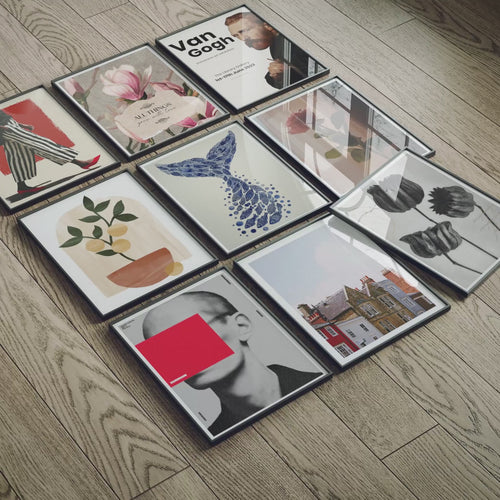Animated Video Black Frame Set Mockup | Vertical 3x4 Ratio | 4 Scenes Gallery Mockup Video