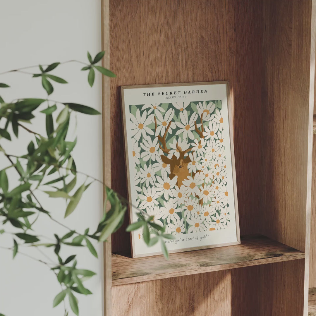 Animated 5x7 Frame Mockup on Shelf (Video Template)