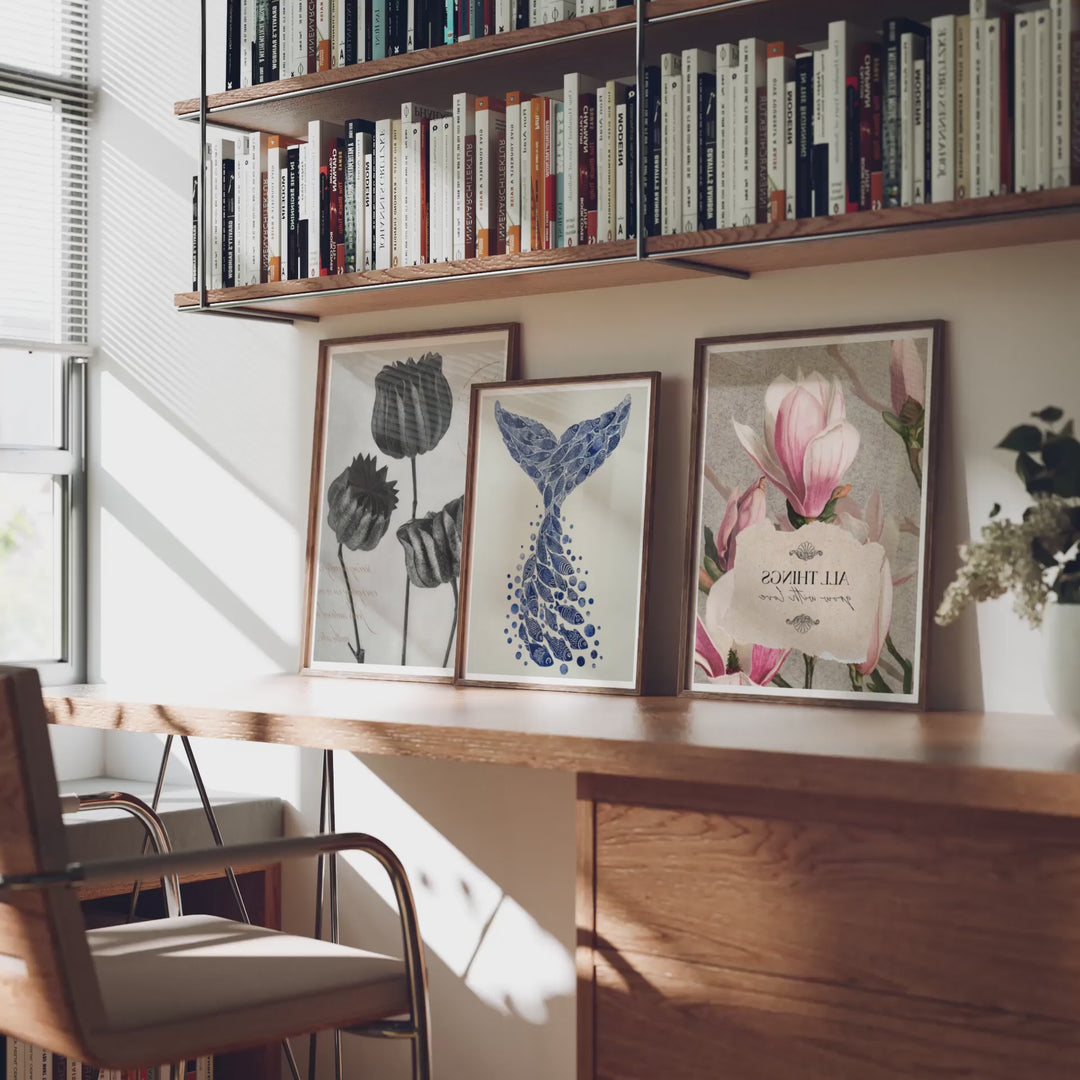 Animated 3 Wood Frame Mockup on Desk (Video Template)