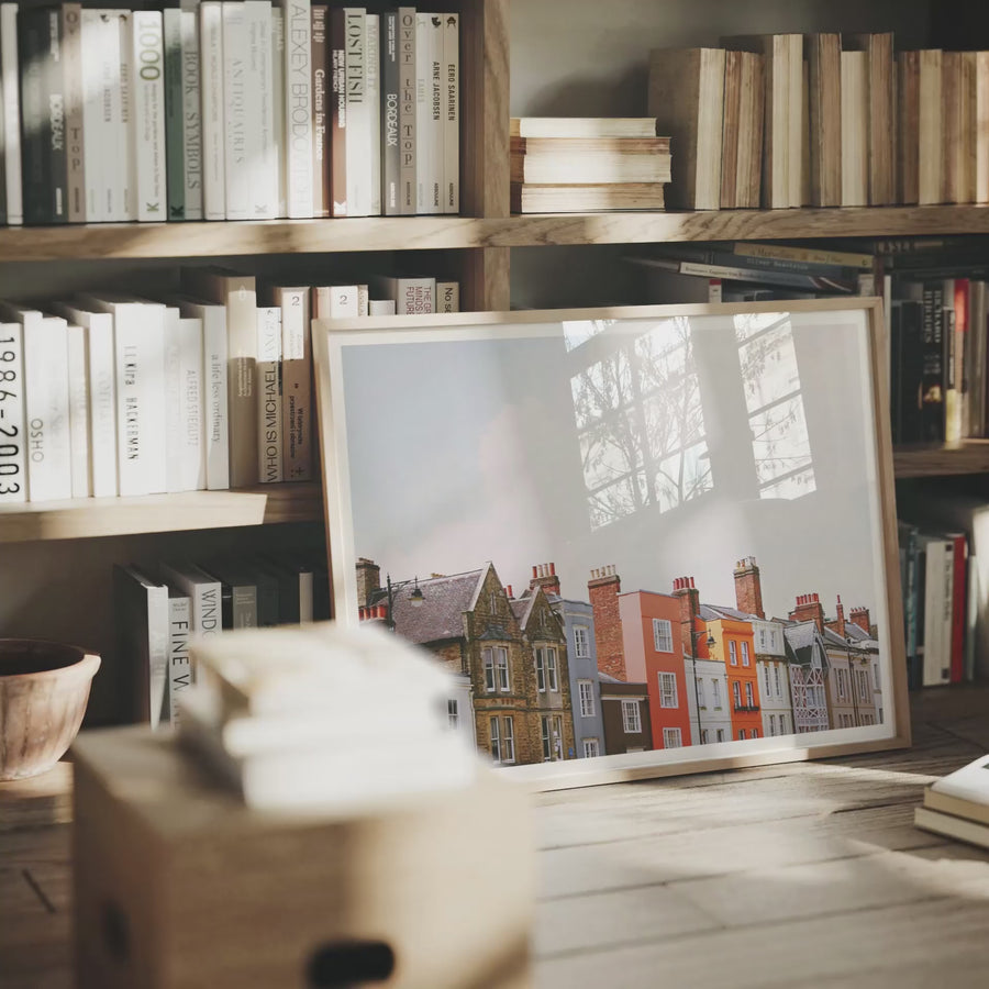 Video preview of horizontal 4x3 frame mockup with three interior scenes