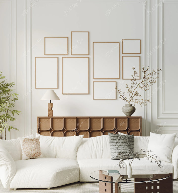 Set of 10 Gallery Frame Mockups in Modern Living Room - 5x7 Ratio - preview 4