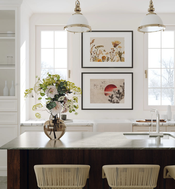 2 Horizontal Black Frame Mockup in Dining Room,7x5 Black Frame Mock-up,Wall Art Mockup,Digital Templates,Psd Smart Object