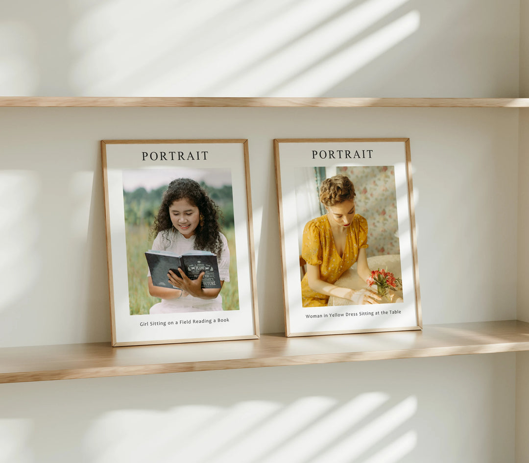 Set of 2 Wood Frame Mockup,3x4 Ratio Frame Mock-Up,Art Print Display,Print Poster Art Mockup,Boho Minimal Interior Art Mockup,smart Object