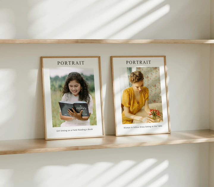 Set of 2 Wood Frame Mockup,3x4 Ratio Frame Mock-Up,Art Print Display,Print Poster Art Mockup,Boho Minimal Interior Art Mockup,smart Object