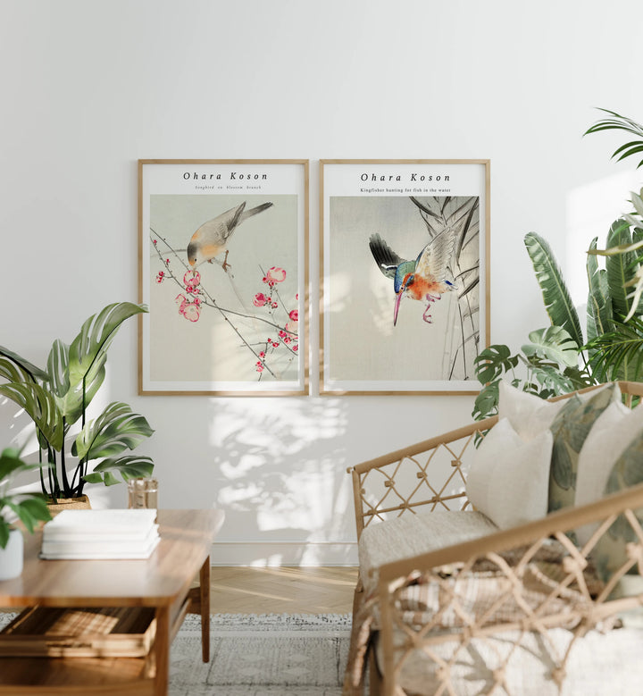 Set of 2 Wood Frame Mockups, 5x7 Art Print Display (PSD JPEG PDF)