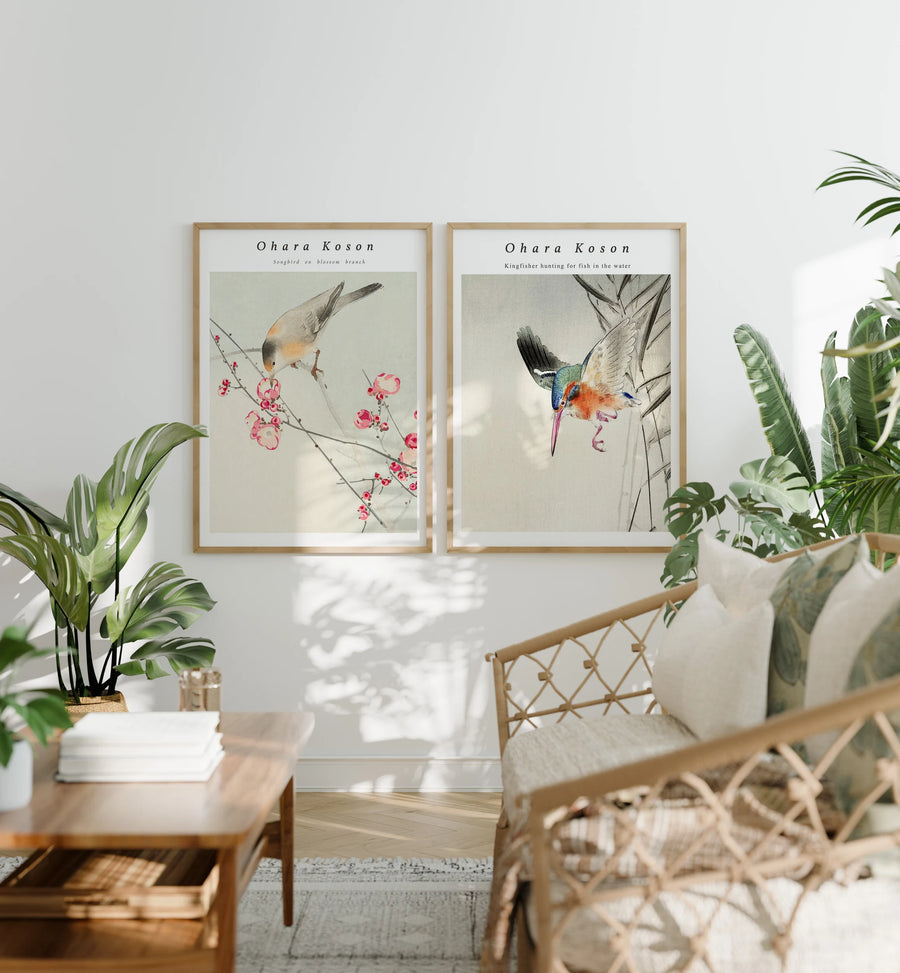 Set of 2 Wood Frame Mockups, 5x7 Art Print Display (PSD JPEG PDF)