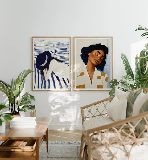 Set of 2 Wood Frame Mockups, 5x7 Art Print Display (PSD JPEG PDF)