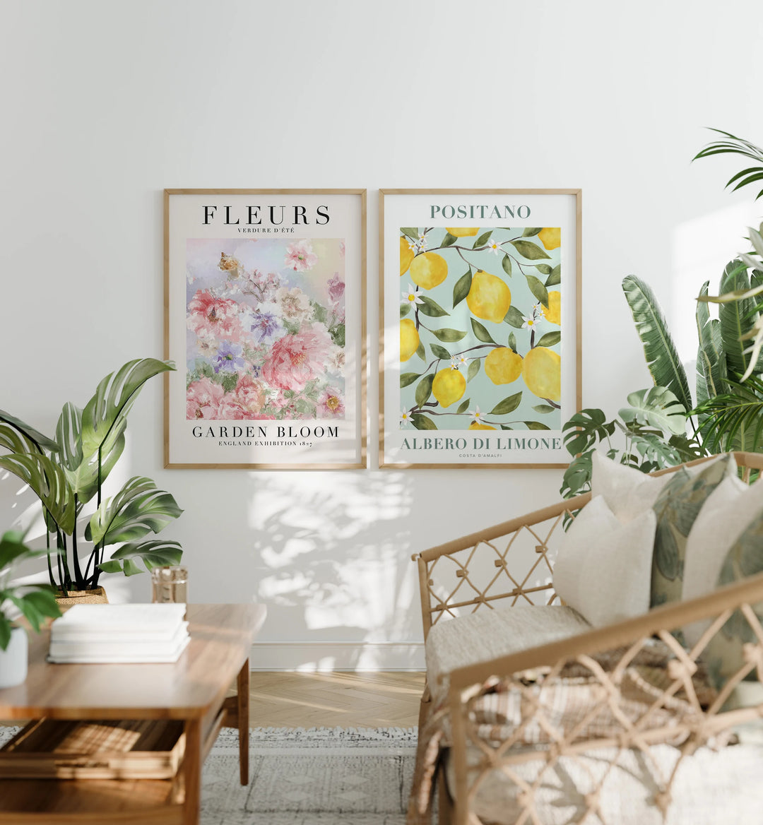 Set of 2 Wood Frame Mockups, 5x7 Art Print Display (PSD JPEG PDF)