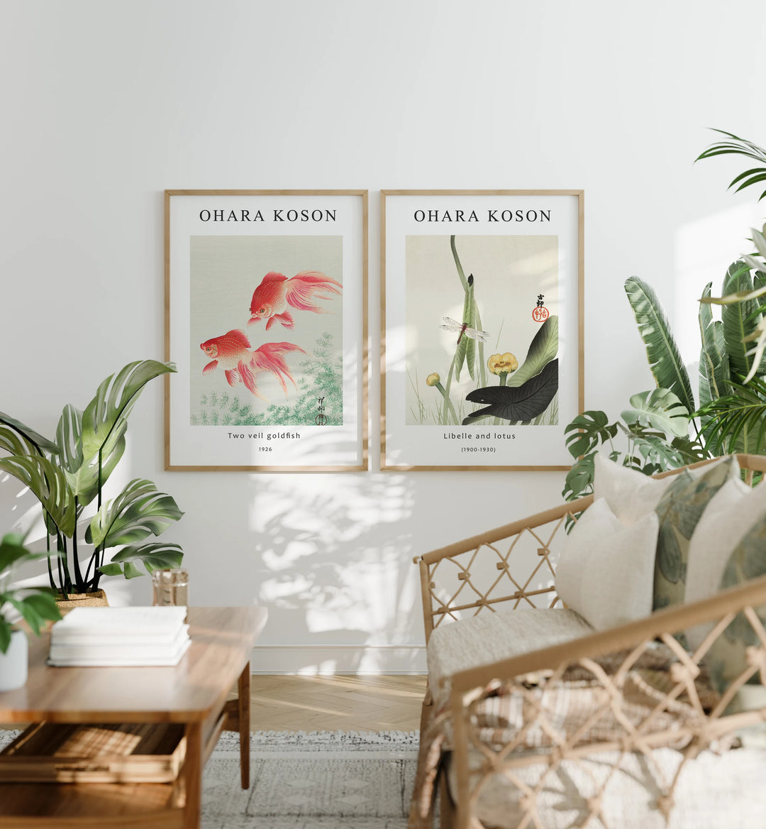 Set of 2 Wood Frame Mockups, 5x7 Art Print Display (PSD JPEG PDF)