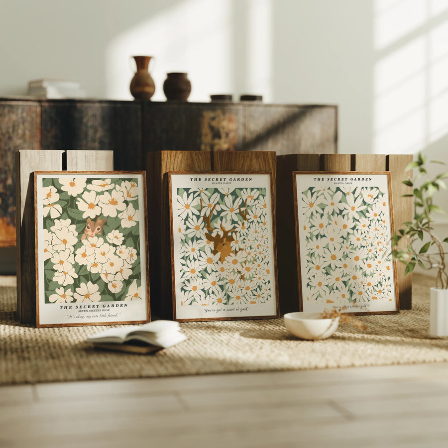 3 Boho Wood Frame Mockup,5x7 Ratio Frame Interior Poster Mockup,Vintage Mockup,Art Print Mockup,Realistic Mockup,Printable Art,Smart Object