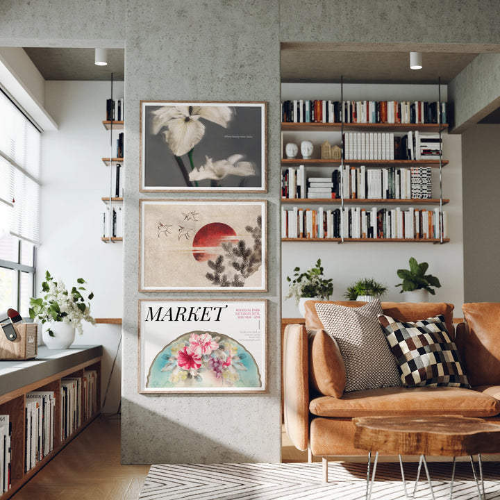 Set of 3 Horizontal Wood Frame Mockups, 7x5 Gallery Art (PSD Download)