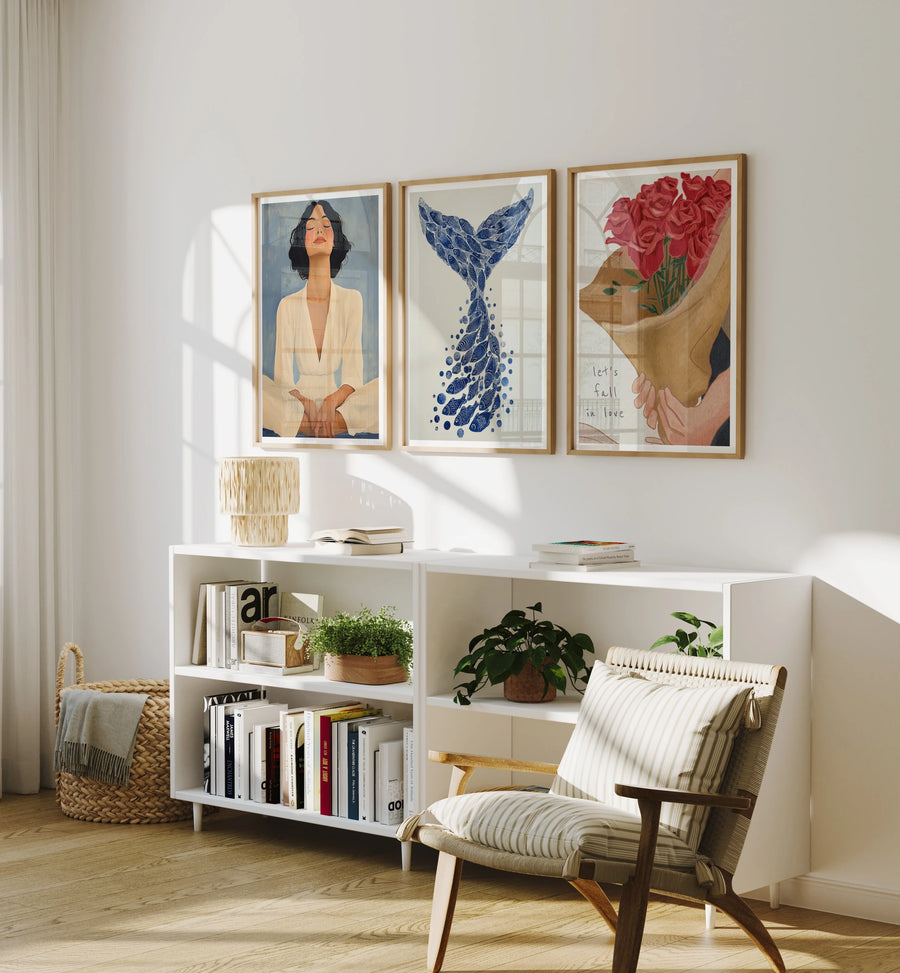 Set of 3 Wood Frame Mockups in Living Room - 3x4 Ratio - preview 1