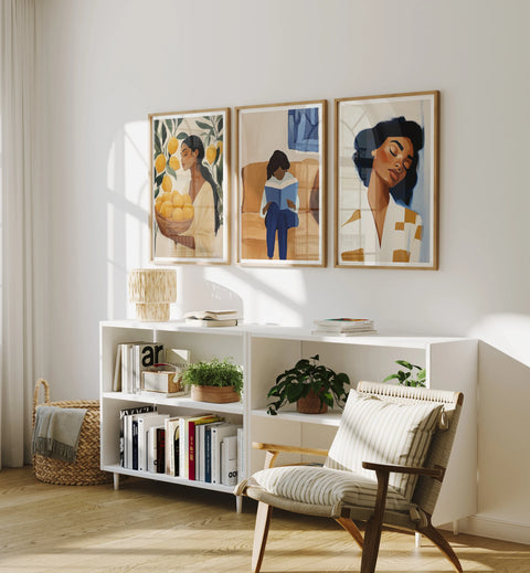 Set of 3 Wood Frame Mockups in Living Room - 3x4 Ratio - preview 2