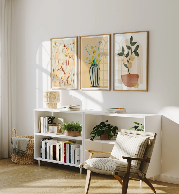 Set of 3 Wood Frame Mockups in Living Room - 3x4 Ratio - preview 3