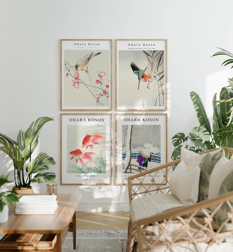 Set of 4 Wood Frame Mockups in Boho Living Room - 5x7 Ratio - preview 1